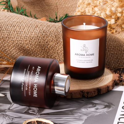 AROMA HOME Gorący bubel Olejek zapachowy Szklany słoik Luksusowy brązowy dyfuzor trzcinowy Świece zapachowe Zestaw podarunkowy