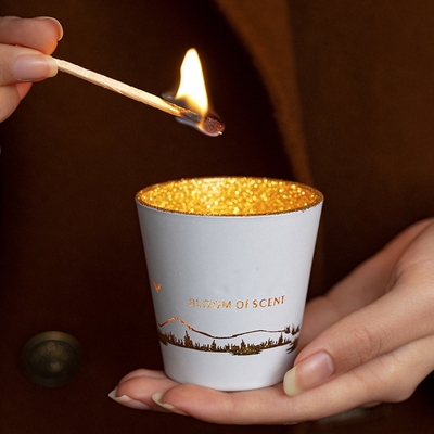 Zielony Biały Hollow Out Sylwetka Kubek Słoik Wosk Sojowy Świece Zapachowe Tealight