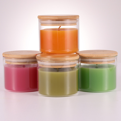 Naturalny wosk parafinowy Aromaterapia Świece zapachowe 220G z pokrywką bambusową