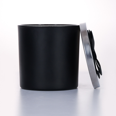 400g Bezpłatna próbka Czarna metalowa pokrywka Szklana świeca zapachowa 10 * 10 cm