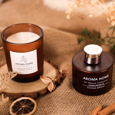 AROMA HOME Gorący bubel Olejek zapachowy Szklany słoik Luksusowy brązowy dyfuzor trzcinowy Świece zapachowe Zestaw podarunkowy
