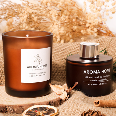 AROMA HOME Gorący bubel Olejek zapachowy Szklany słoik Luksusowy brązowy dyfuzor trzcinowy Świece zapachowe Zestaw podarunkowy
