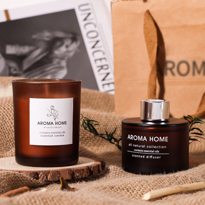 AROMA HOME Gorący bubel Olejek zapachowy Szklany słoik Luksusowy brązowy dyfuzor trzcinowy Świece zapachowe Zestaw podarunkowy