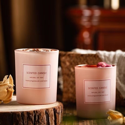 AROMA HOME różowa romantyczna aromaterapia luksusowy suszony kwiat prywatna marka zapachowe świece z wosku sojowego do aranżacji wydarzeń