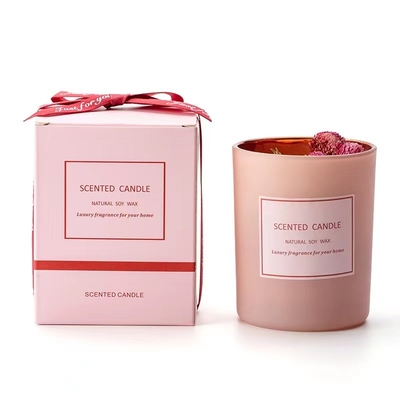 AROMA HOME różowa romantyczna aromaterapia luksusowy suszony kwiat prywatna marka zapachowe świece z wosku sojowego do aranżacji wydarzeń