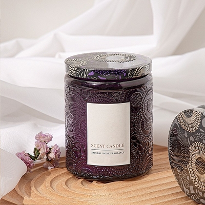 AROMA HOME Ekologiczne Unikalne Tłoczone Świece Zapachowe w Szklanym Słoiku Z Pudełkiem