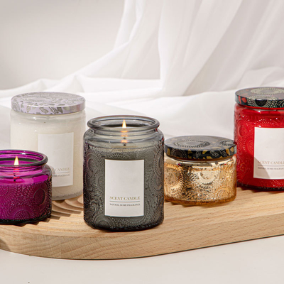 AROMA HOME Ekologiczne Unikalne Tłoczone Świece Zapachowe w Szklanym Słoiku Z Pudełkiem