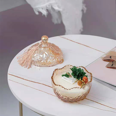 Aroma Home Parafina Wosk Sojowy Amber Glass Aromaterapia Oil Świeca zapachowa z pokrywką