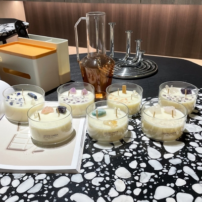 AROMA HOME Niestandardowe logo Wosk sojowy Kryształowe kamienne świece Duże pachnące 10 uncji