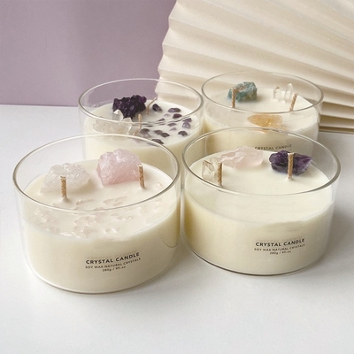AROMA HOME Niestandardowe logo Wosk sojowy Kryształowe kamienne świece Duże pachnące 10 uncji