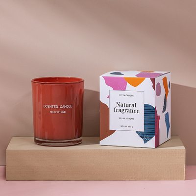 Aroma Home Niestandardowy sitodruk Spray Kolor Świeca zapachowa z wosku sojowego z pudełkiem
