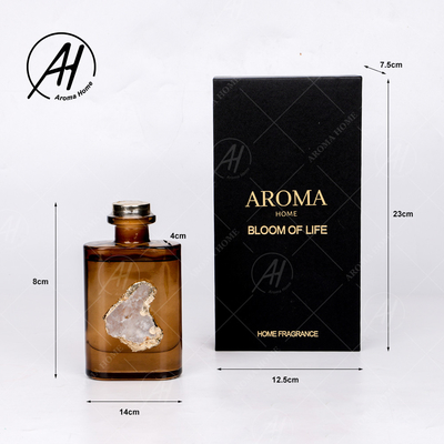 Fibre Rattan Square Golden Lid Szklana butelka Dyfuzor zapachowy olejków eterycznych 180 ml