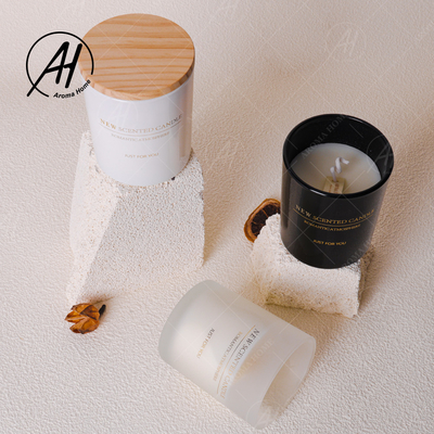 Perfumowany duży olejek eteryczny Czarny biały matowy szklany słoik 100% świeca spa z wosku sojowego
