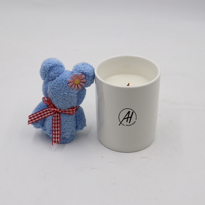 Biała ceramiczna świeca zapachowa Aroma Sensation z drewnianym knotem