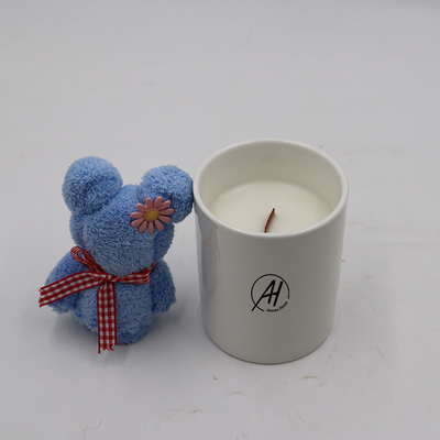 Biała ceramiczna świeca zapachowa Aroma Sensation z drewnianym knotem