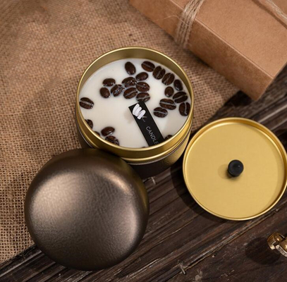 OEM Soy Wax Frosted Coffee Beans Tin Can Candle 10cl na Boże Narodzenie