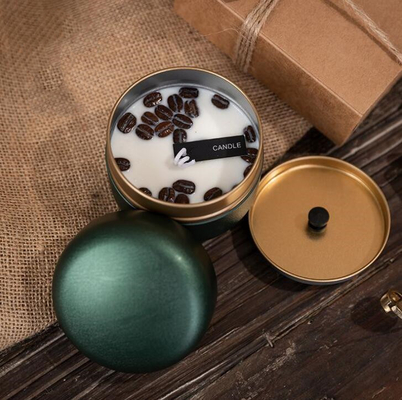 OEM Soy Wax Frosted Coffee Beans Tin Can Candle 10cl na Boże Narodzenie