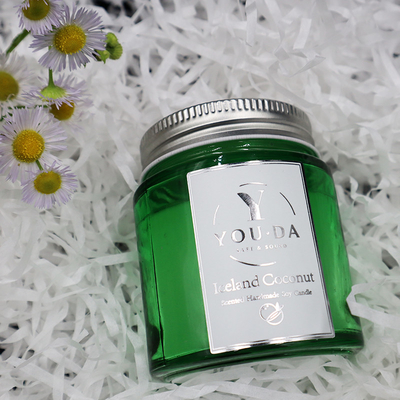 Wosk sojowy Pachnące Domowe Świece Mason Jar Olej Kokosowy W Zielonym Szkle