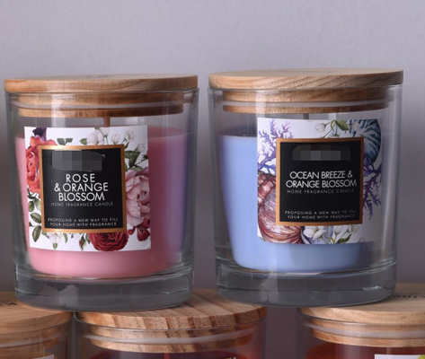 Aroma Home Red Candy Glass Candle Zapachowa na zamówienie z drewnianą pokrywką