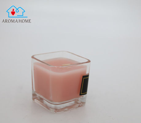 Niestandardowa czarna etykieta Gardenia Square Glass Jar Świeca zapachowa 9 uncji na wesela