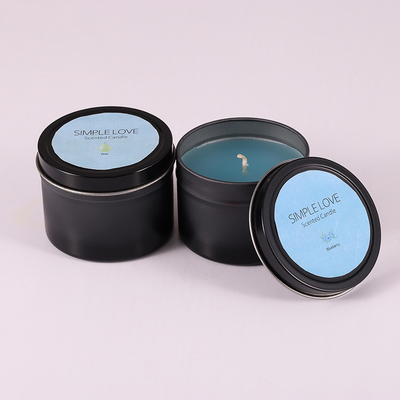 OEM 2 Oz Recycled Matte Black Tin Can Candle do sypialni