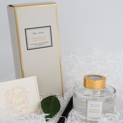 Aroma Reed Dyfuzor 126ml Okrągła Butelka Luksusowy Zestaw Podarunkowy Ze Złotą Pokrywką
