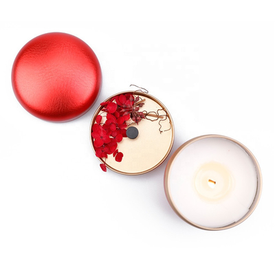 ODM 6 Oz Tin Container Candle Czerwona Zielona Okrągła Z Ziarna Kawy