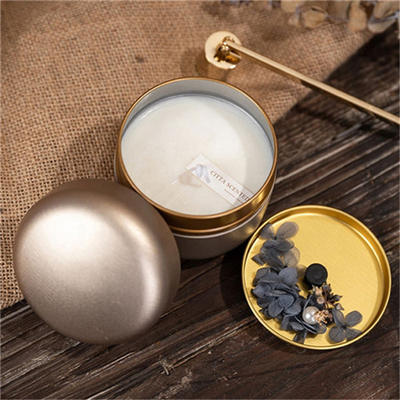ODM 6 Oz Tin Container Candle Czerwona Zielona Okrągła Z Ziarna Kawy