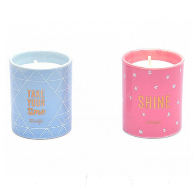 Niebiesko-różowa świeca ceramiczna z wosku sojowego w garnku ceramicznym 16oz